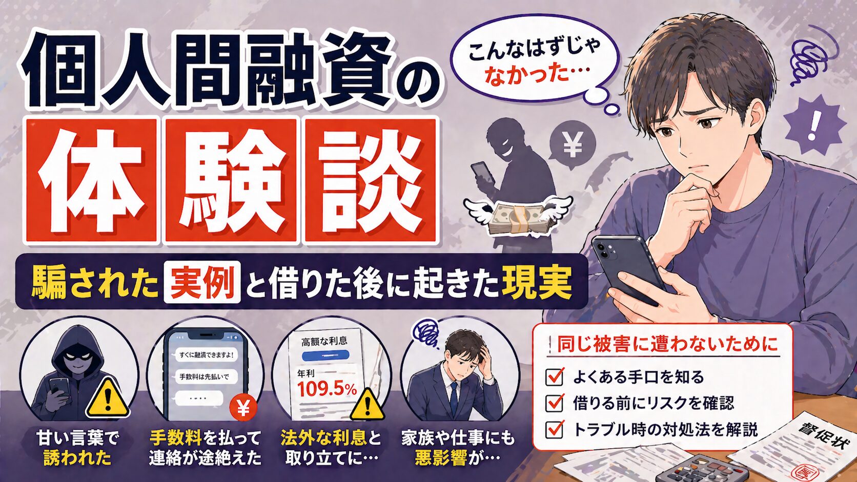 個人間融資の体験談｜騙された実例と借りた後に起きた現実