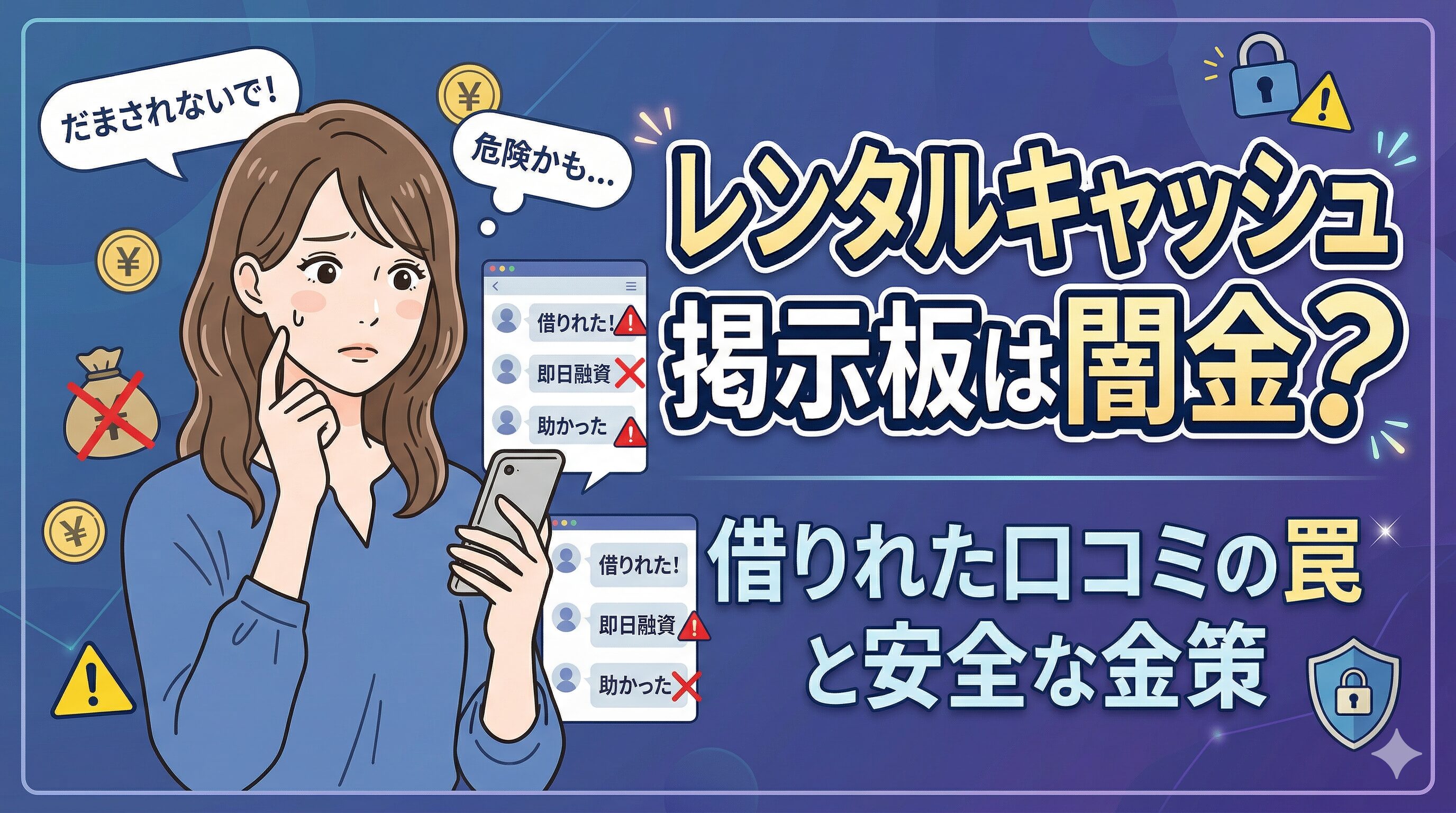 レンタルキャッシュ掲示板は闇金？借りれた口コミの罠と安全な金策