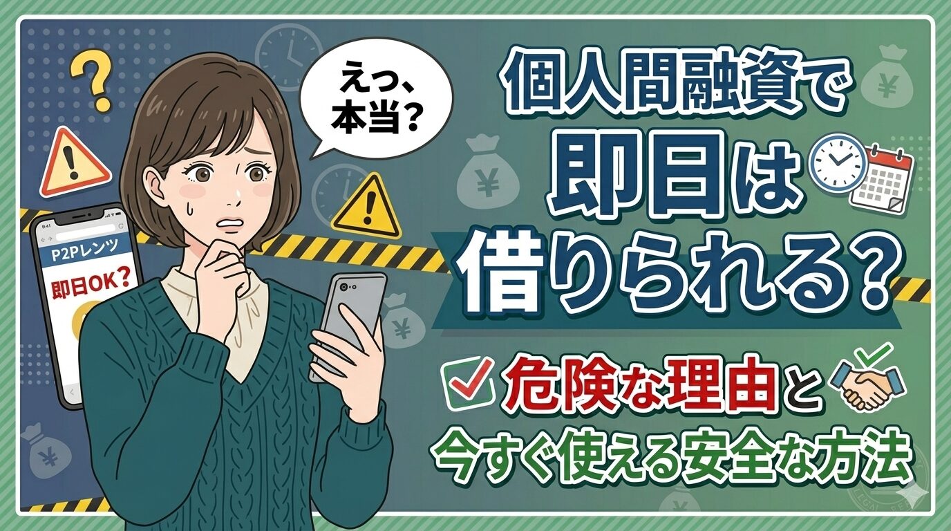個人間融資で即日は借りられる？危険な理由と今すぐ使える安全な方法