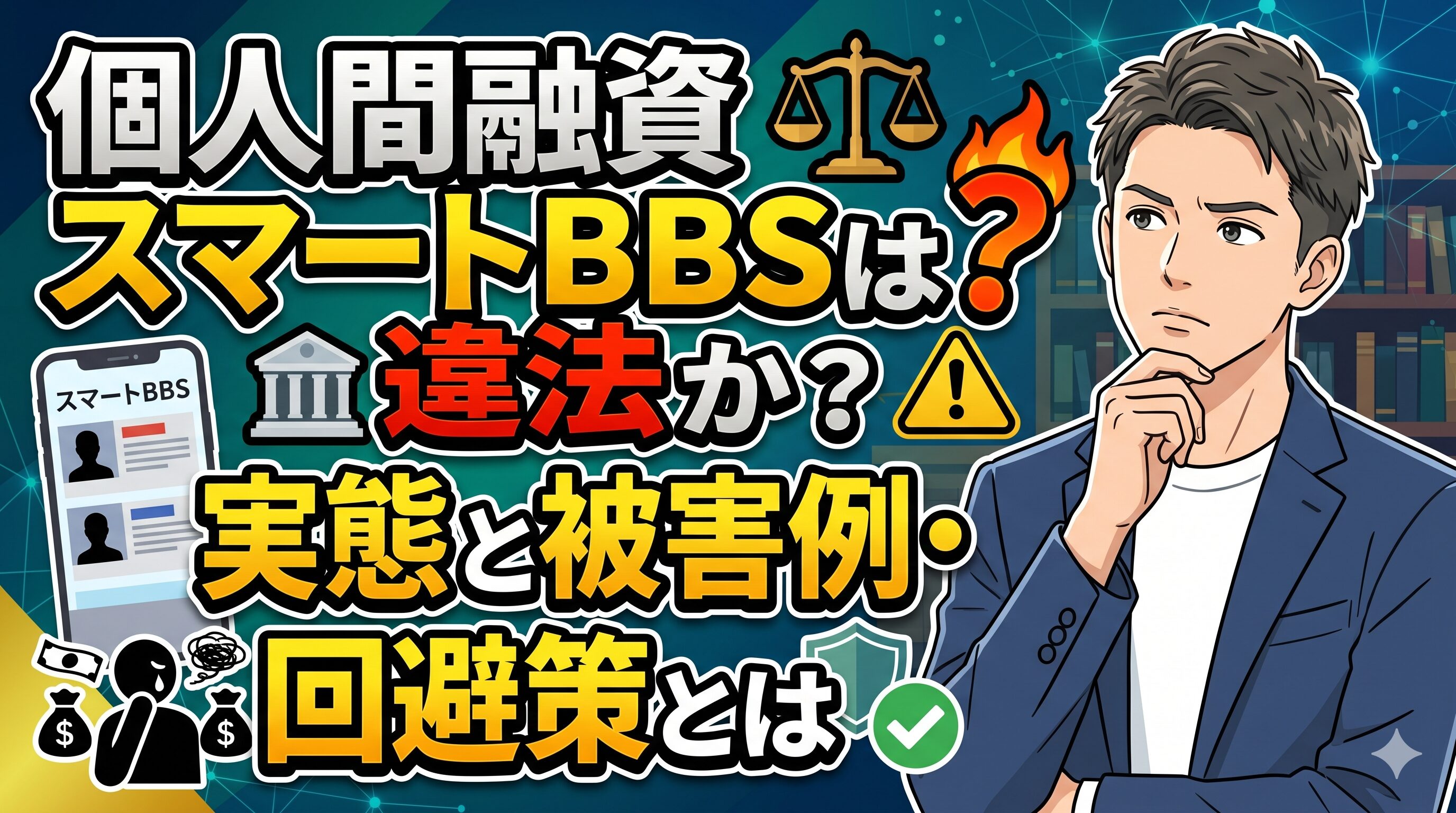 個人間融資スマートBBSは違法か？実態と被害例・回避策とは