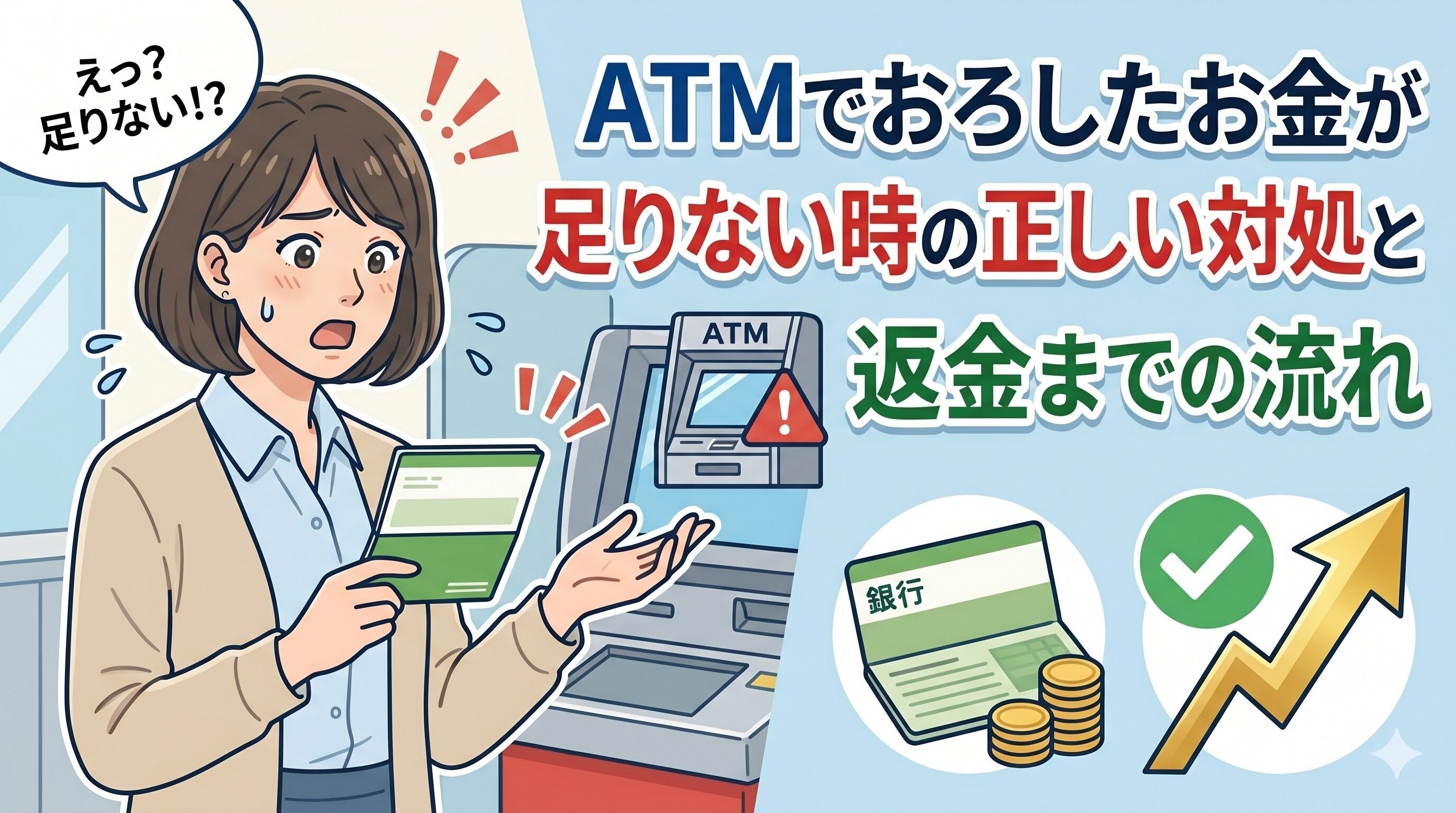 ATMでおろしたお金が足りない時の正しい対処と返金までの流れ