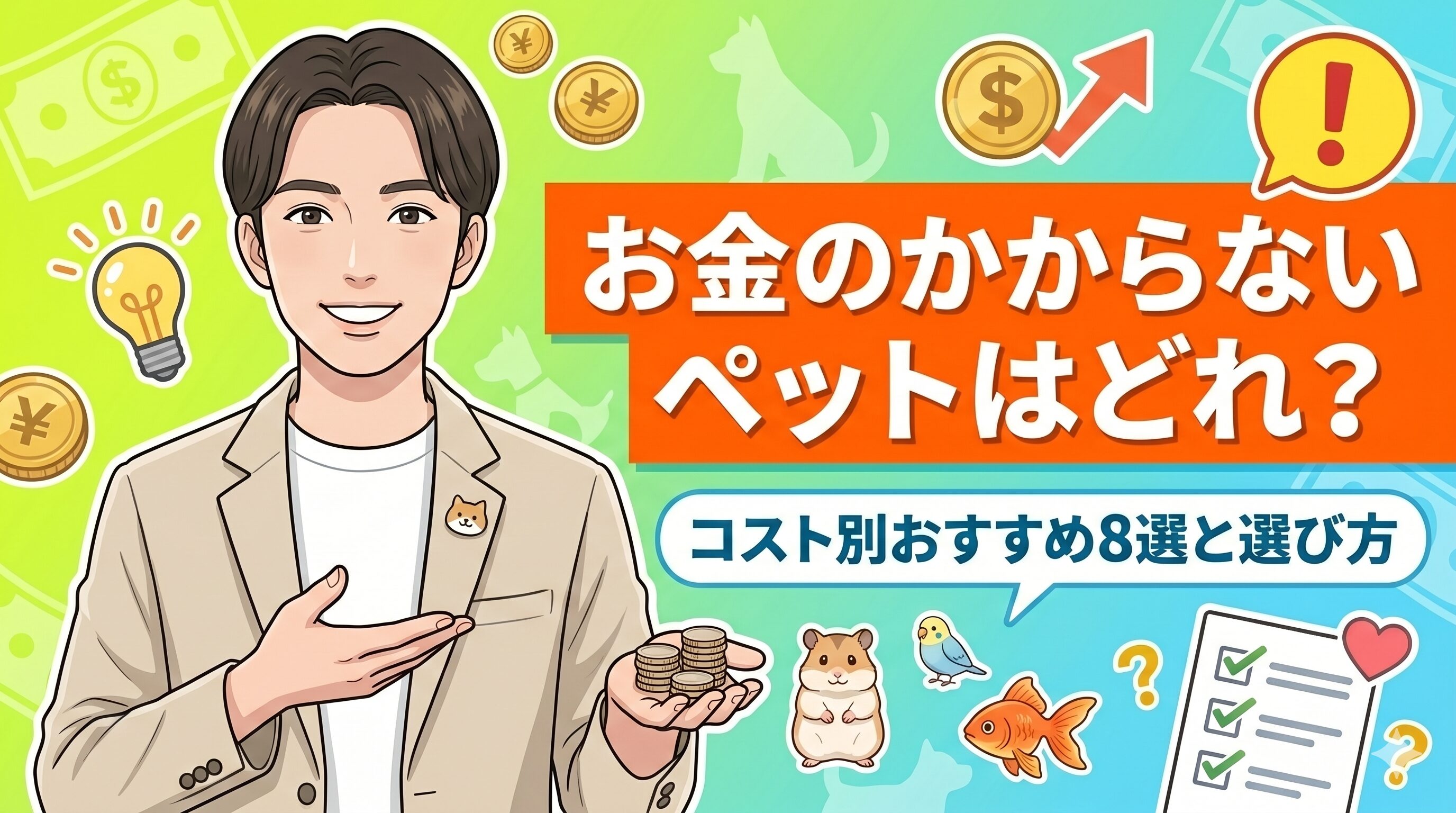 お金のかからないペットはどれ？コスト別おすすめ8選と選び方