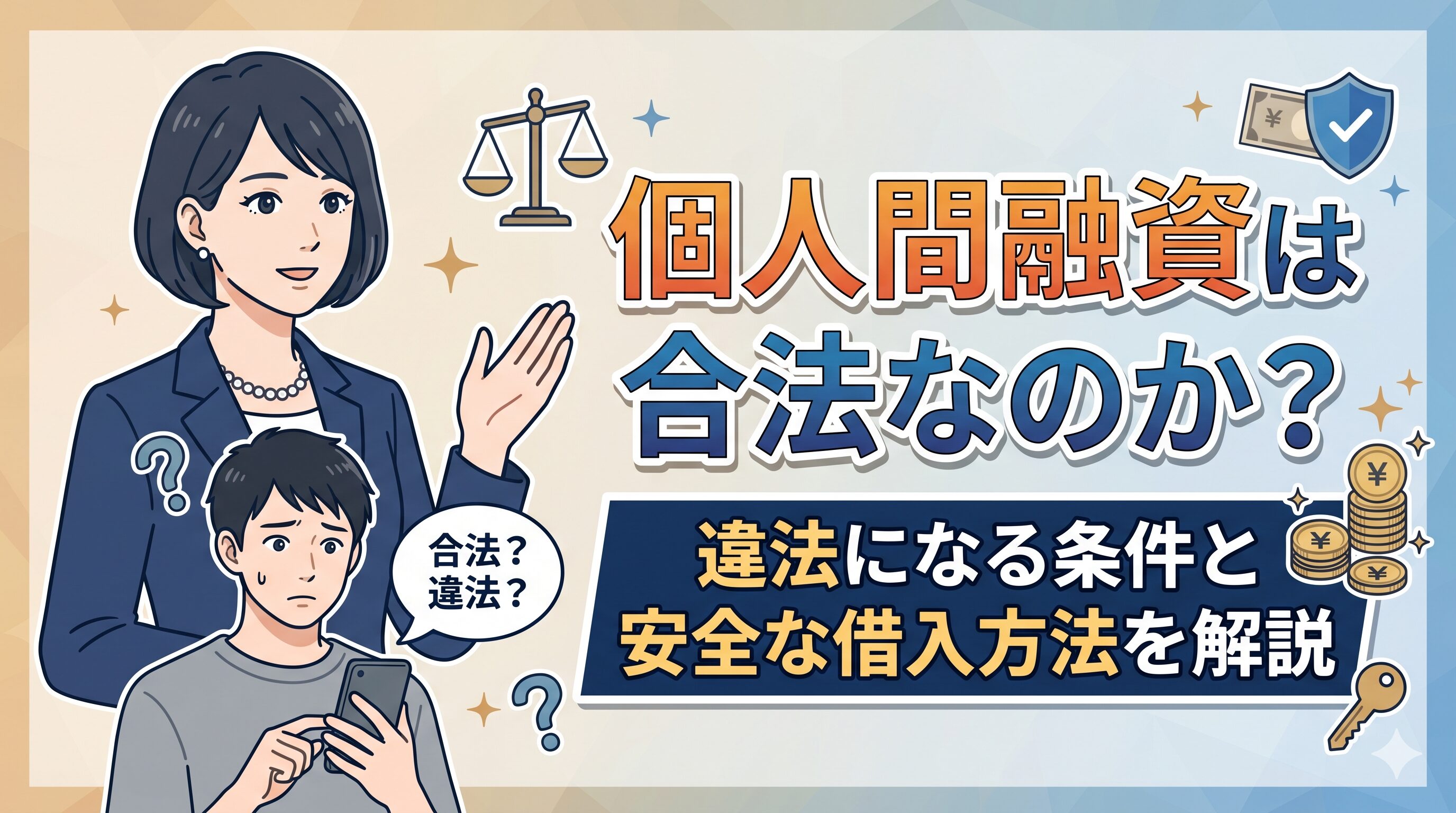 個人間融資は合法なのか？違法になる条件と安全な借入方法を解説