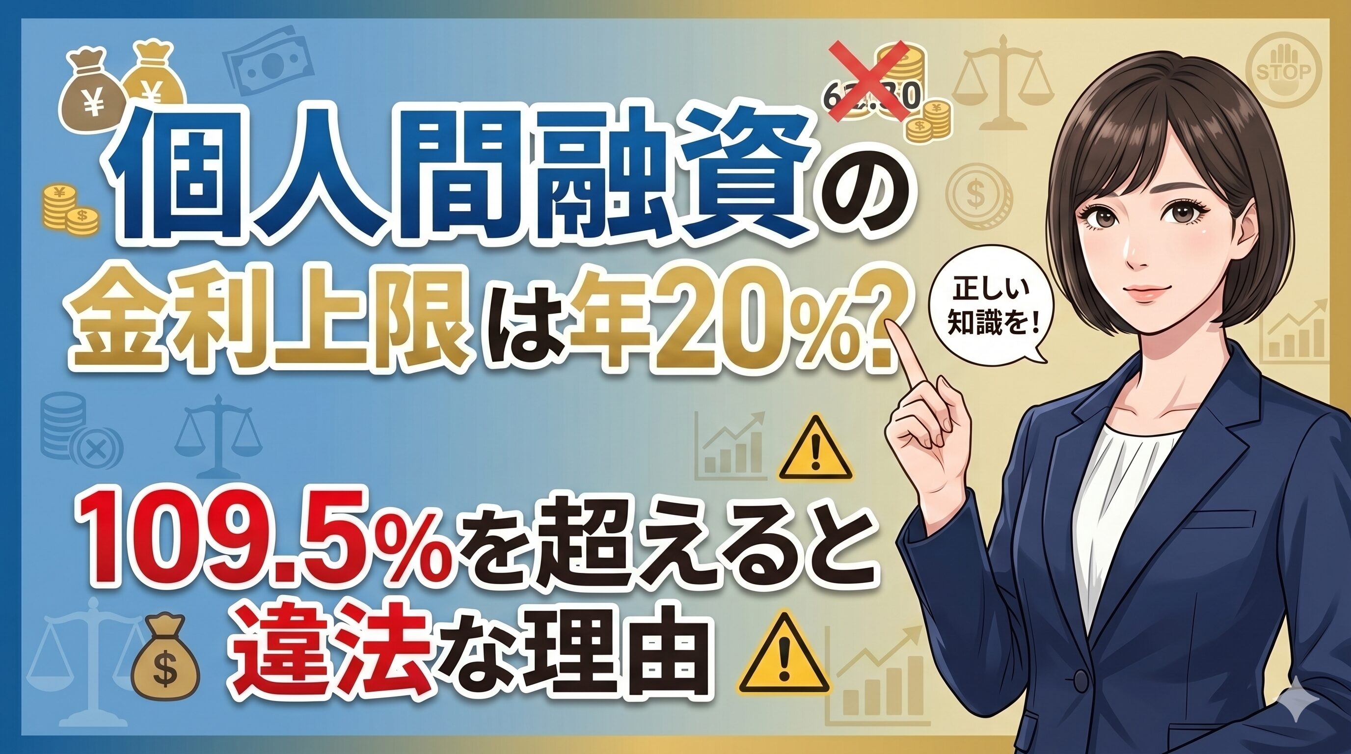 個人間融資の金利上限は年20％？109.5％を超えると違法な理由