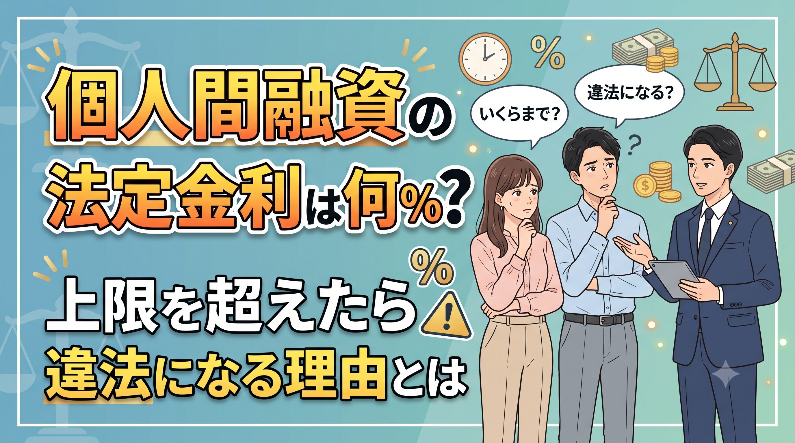 個人間融資の法定金利は何％？上限を超えたら違法になる理由とは