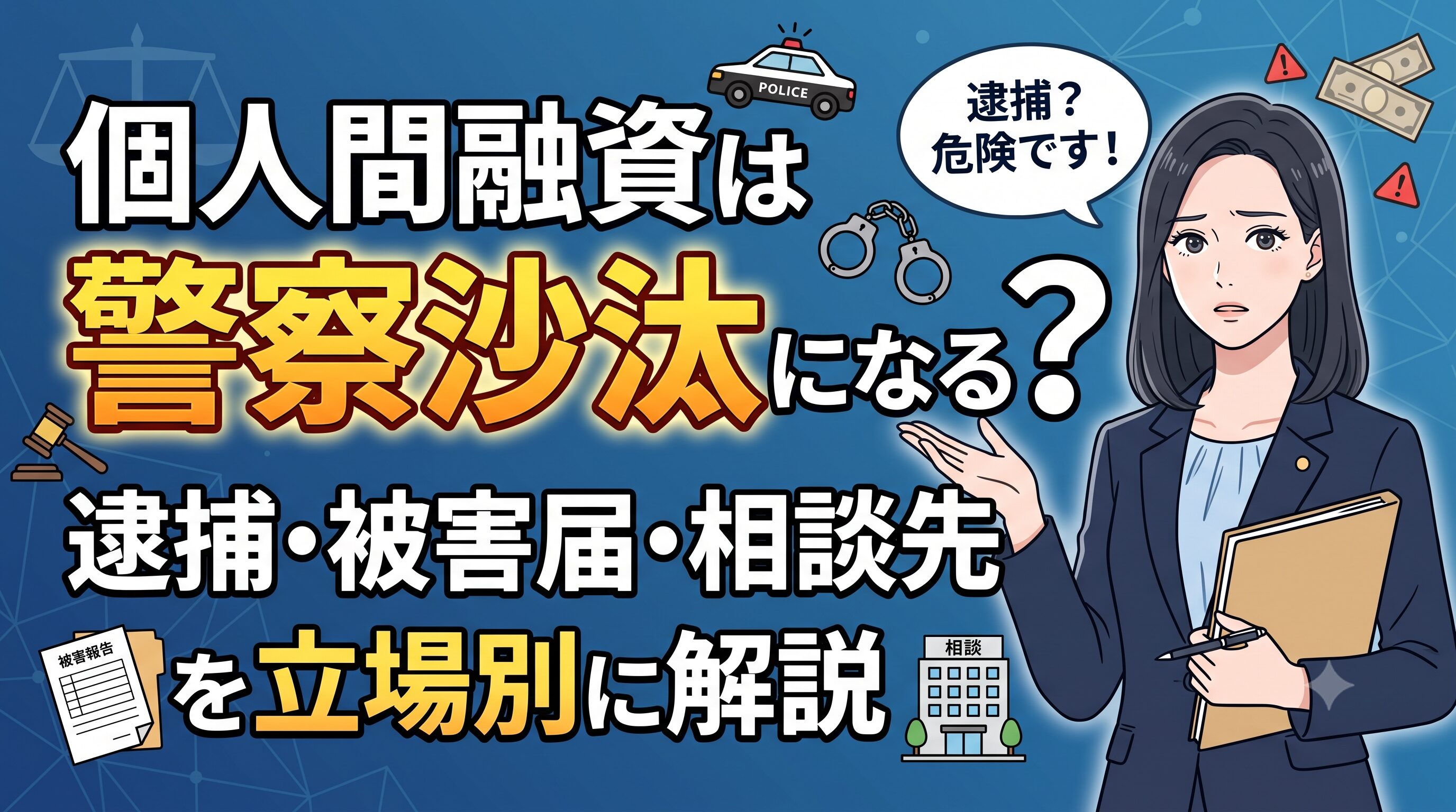 個人間融資は警察沙汰になる？逮捕・被害届・相談先を立場別に解説