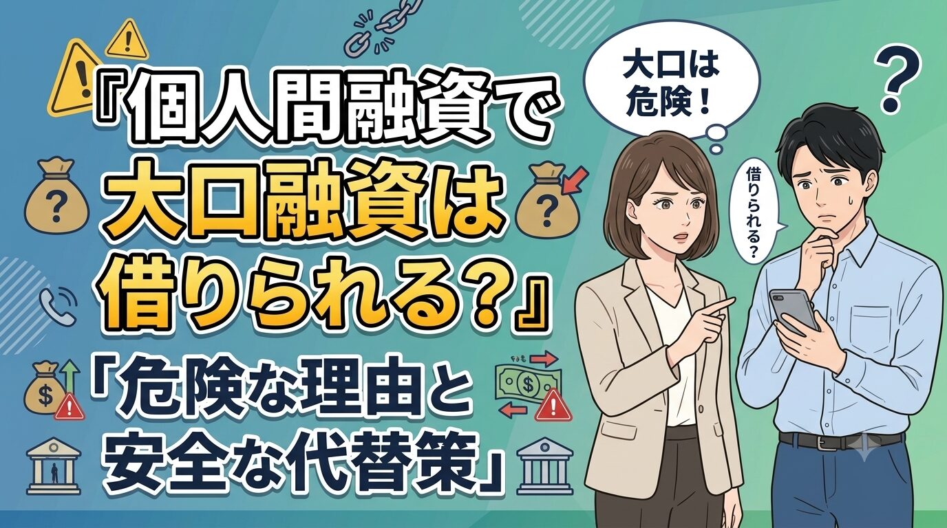 個人間融資で大口融資は借りられる？危険な理由と安全な代替策