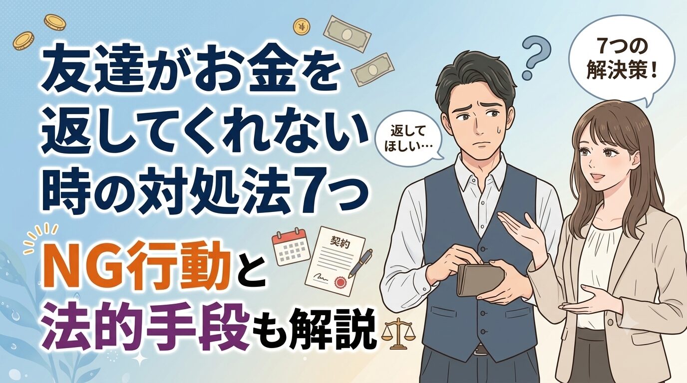友達がお金を返してくれない時の対処法7つ｜NG行動と法的手段も解説
